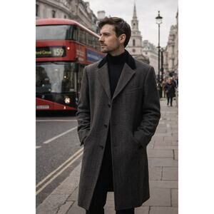 Vintage Double Breasted Tweed Lambs Wool Coat Made in England Abraham Moon